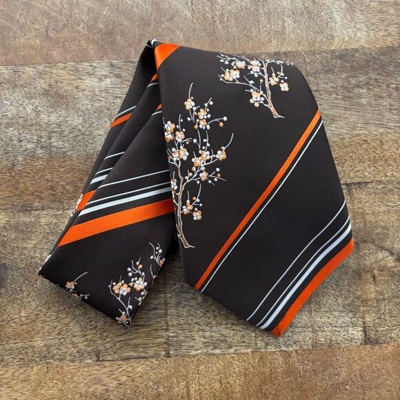 Vintage 1970’s or 1980’s  polyester wide Pierre Cardin brown and orange - Picture 1 of 3